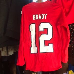 Red Tom Brady long sleeve shirt